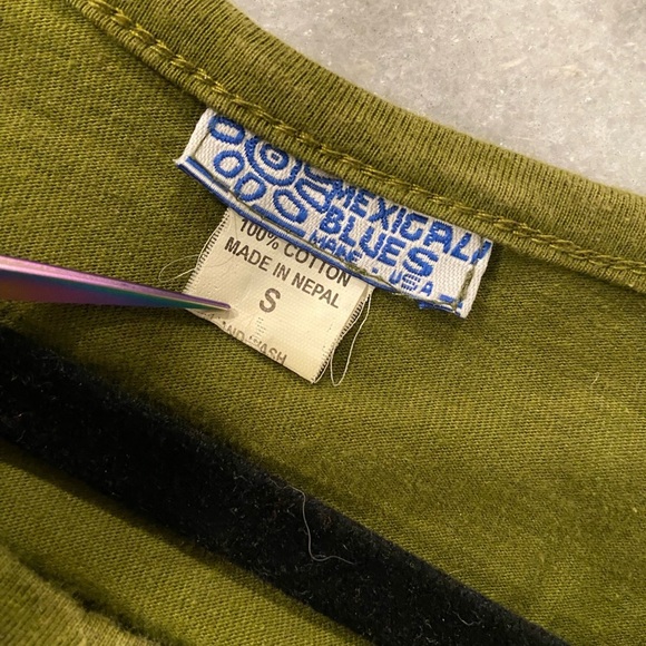 Mexicali Blues Size S Green Mixed Fabric Embroidered Boho Long Sleeve Top - Picture 11 of 11